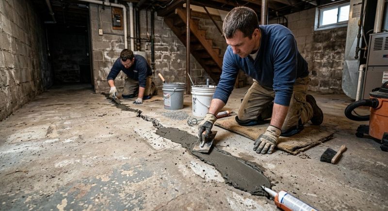 Cracked Basement Floor Repair in Manassas, VA