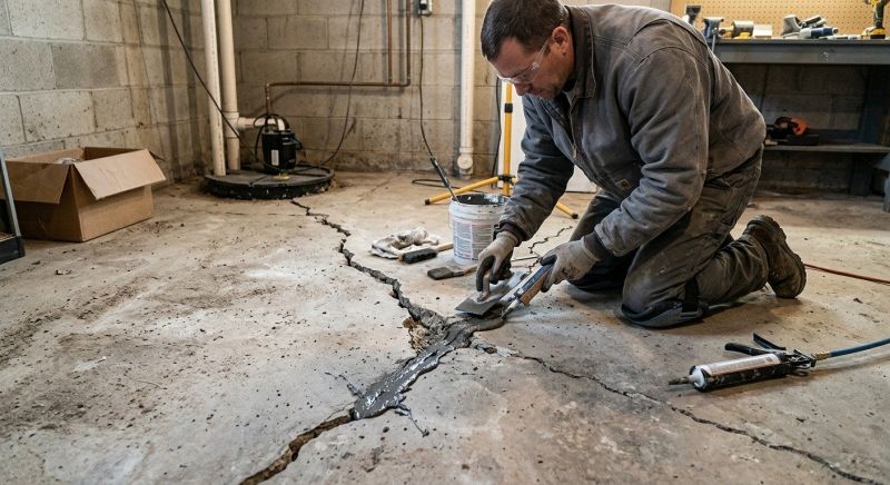 Cracked Basement Floor Repair in Manassas, VA
